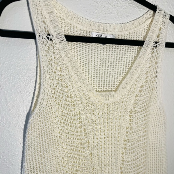 Cabi Linen Crochet Knit Sleeveless Tank Ivory Boho Beach Top Size S - Picture 4 of 9